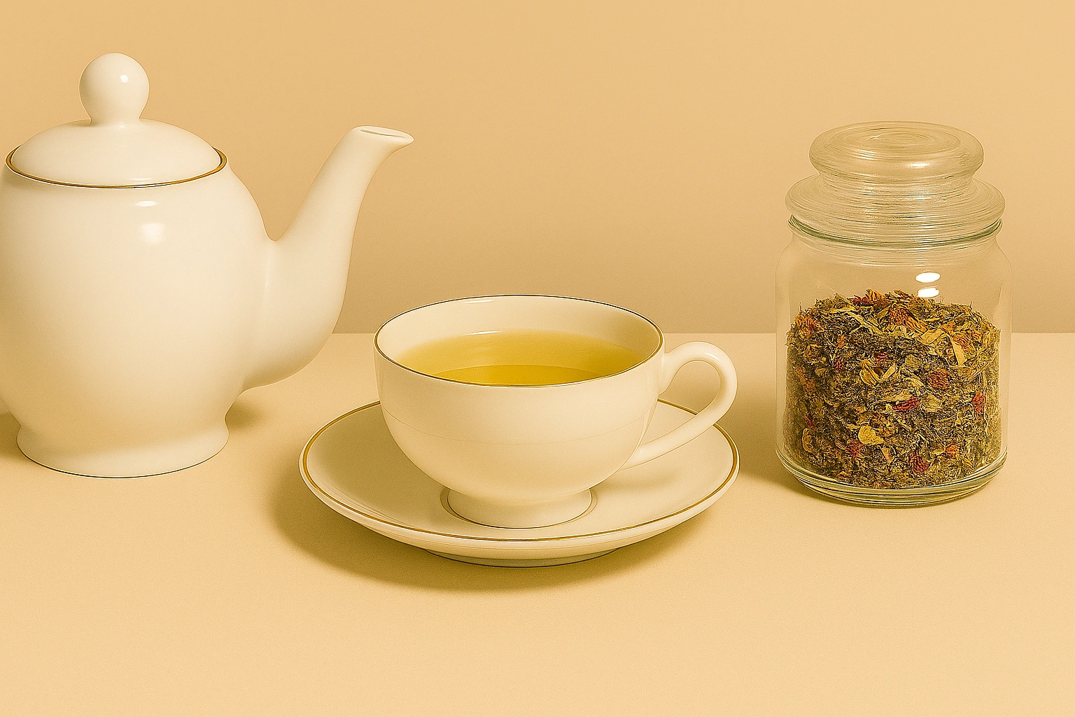 Kräutertee mit Teetasse und losem Tee - Hintergrund